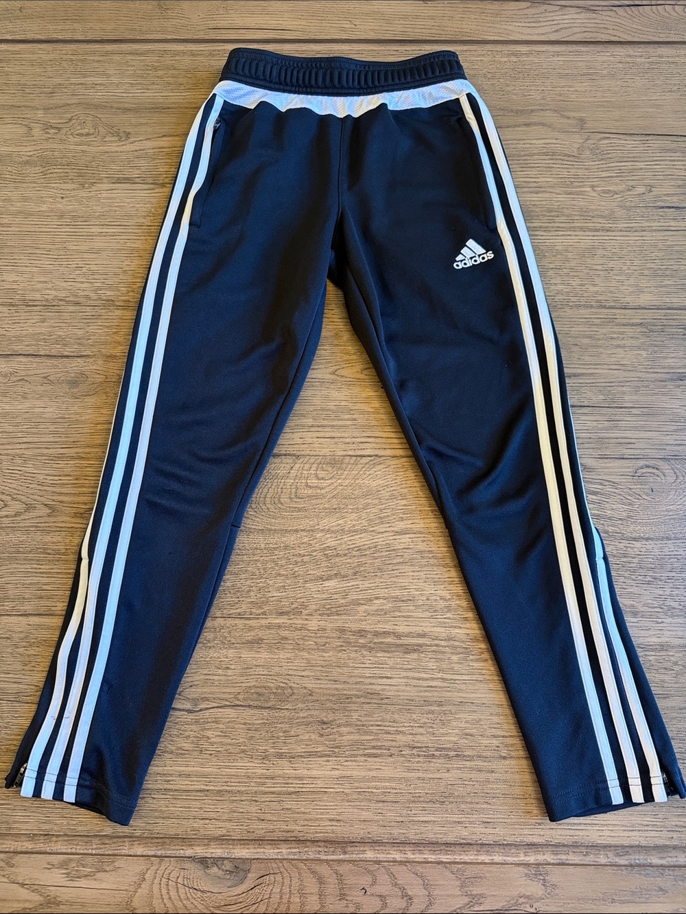adidas Kids Black Joggers with White Side Stripes